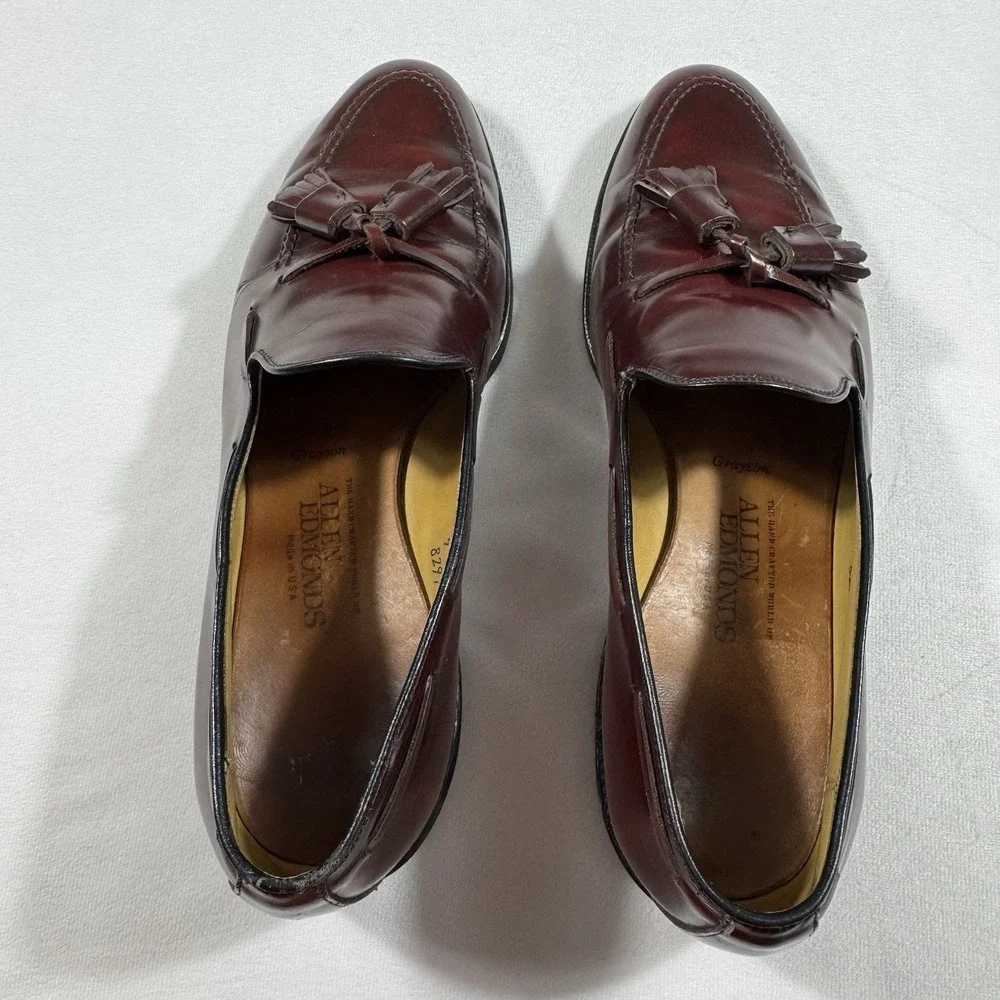 Allen Edmonds Men's Size 9 C Grayson Burgundy Leather Moc Toe Tassel Loafers USA